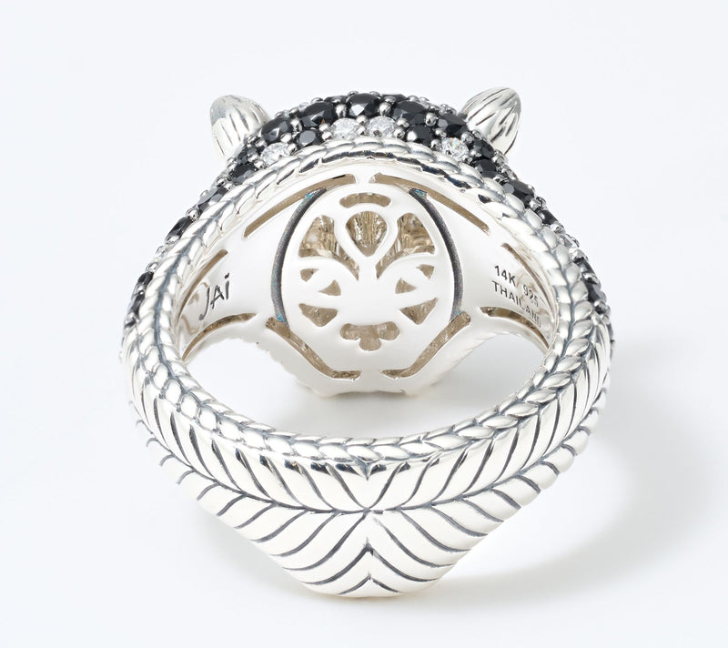 JAI Sterling Silver & 14K Diamond & Black Spinel Leopard Ring — View 3