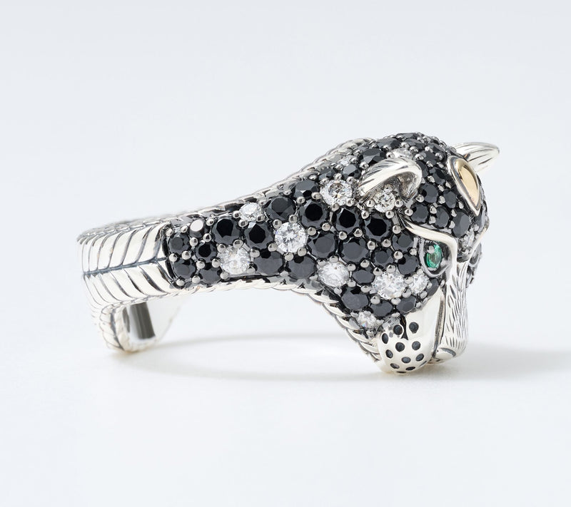 JAI Sterling Silver & 14K Diamond & Black Spinel Leopard Ring — View 2