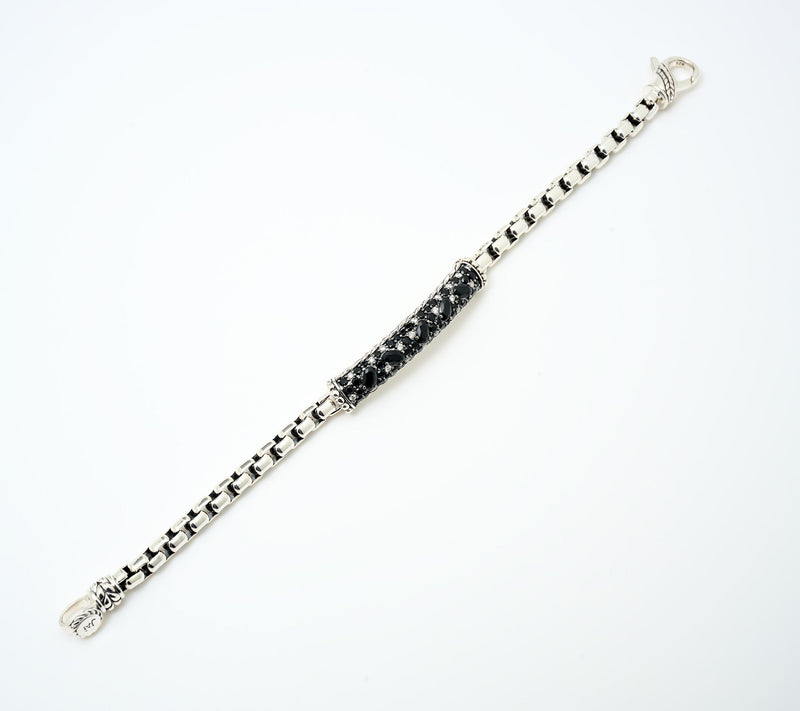 JAI Sterling Silver Diamond & Black Spinel Box Chain Bracelet — View 2