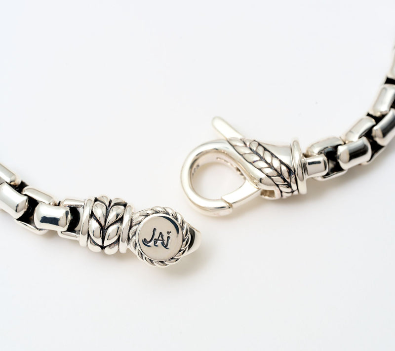 JAI Sterling Silver Diamond & Black Spinel Box Chain Bracelet — View 3