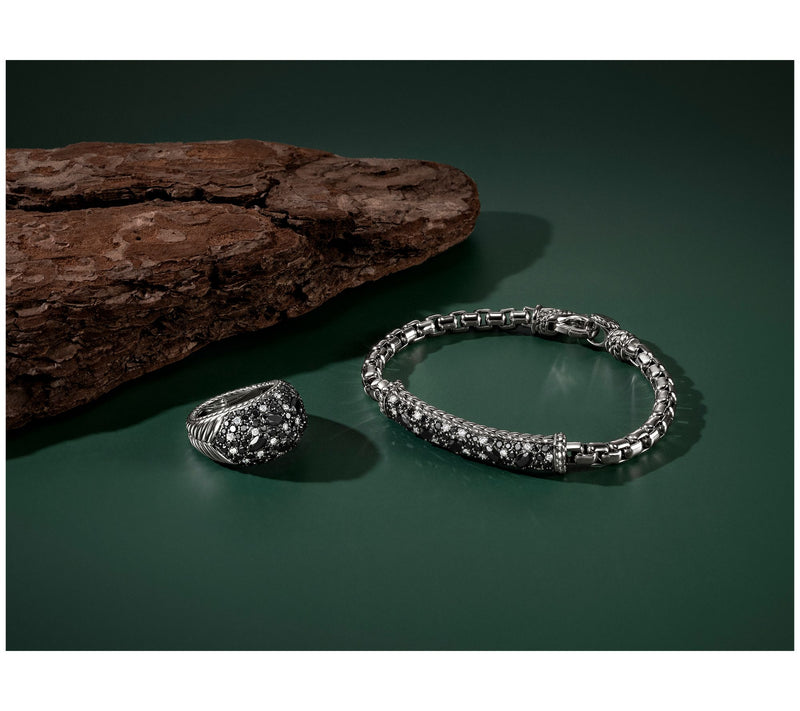 JAI Sterling Silver Diamond & Black Spinel Box Chain Bracelet — View 5