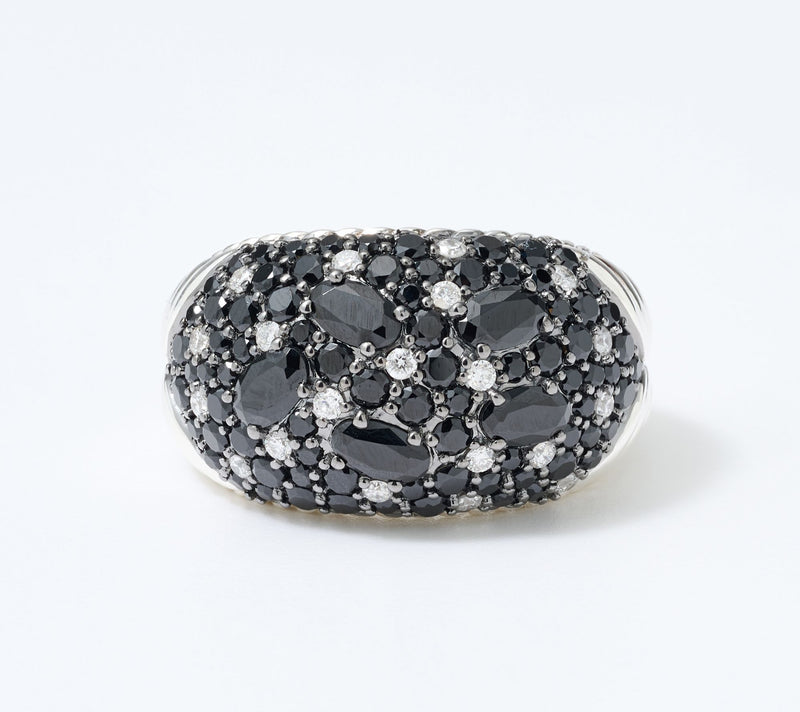 JAI Sterling Silver Diamond & Black Spinel Dome Ring — Main view