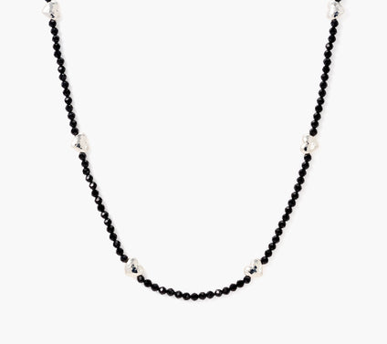 JAI Sterling Silver Symbols of Love Black Spinel Necklace, 28"