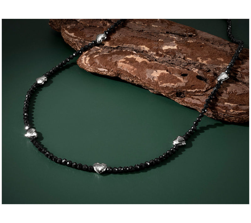 JAI Sterling Silver Symbols of Love Black Spinel Necklace, 28" — View 4