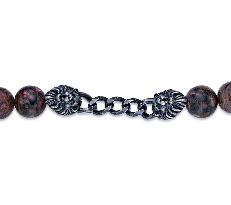 LYNX Men's Sterling Silver Leopard Jasper Stretch Bracelet — View 5