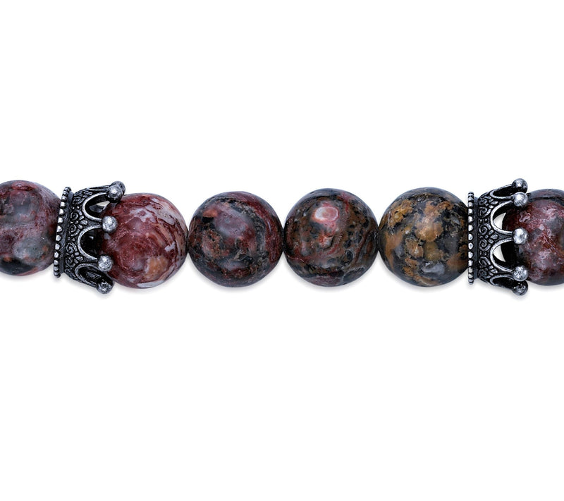 LYNX Men's Sterling Silver Leopard Jasper Stretch Bracelet — View 4