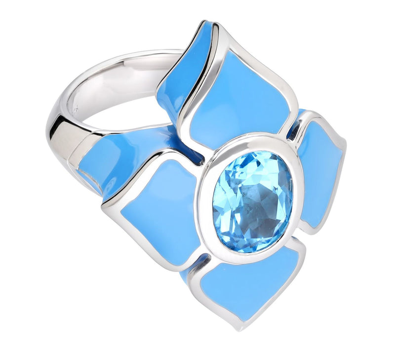 Margo Manhattan Sterling Silver Blue Topaz Lotus Ring — Main view