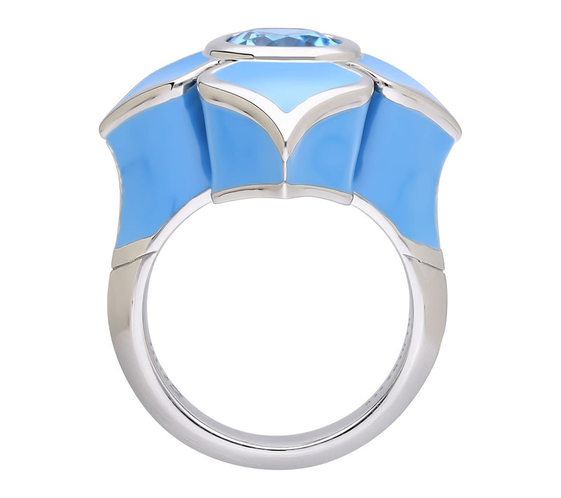 Margo Manhattan Sterling Silver Blue Topaz Lotus Ring — View 3