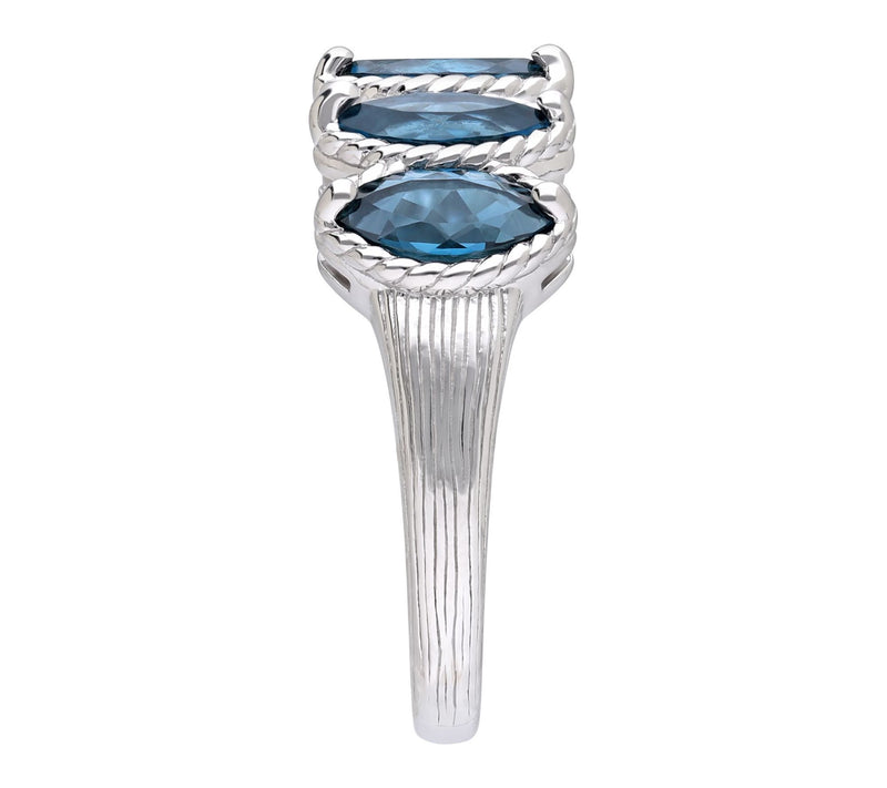 Ariva Sterling Silver Blue Topaz Malibu Ring — View 3