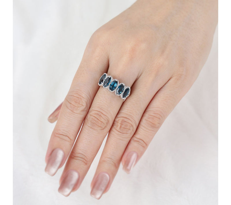 Ariva Sterling Silver Blue Topaz Malibu Ring — View 5