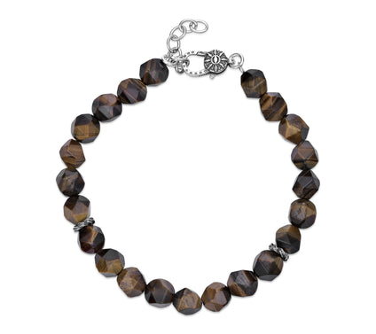 LYNX Men's Sterling Silver Gemstone Bead Bracelet