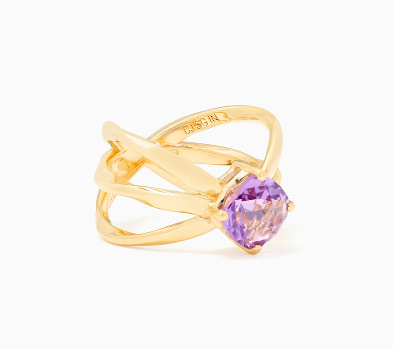 Christian James by Scott Grimes 14K Plated Gemstone Cushion Ring — View 5