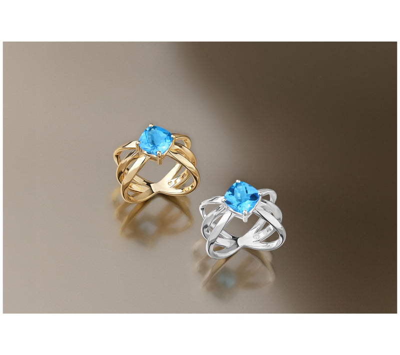 Christian James by Scott Grimes 14K Plated Gemstone Cushion Ring — View 7