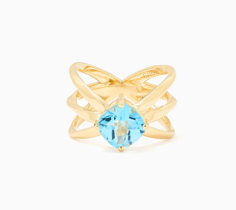 Christian James by Scott Grimes 14K Plated Gemstone Cushion Ring — View 13