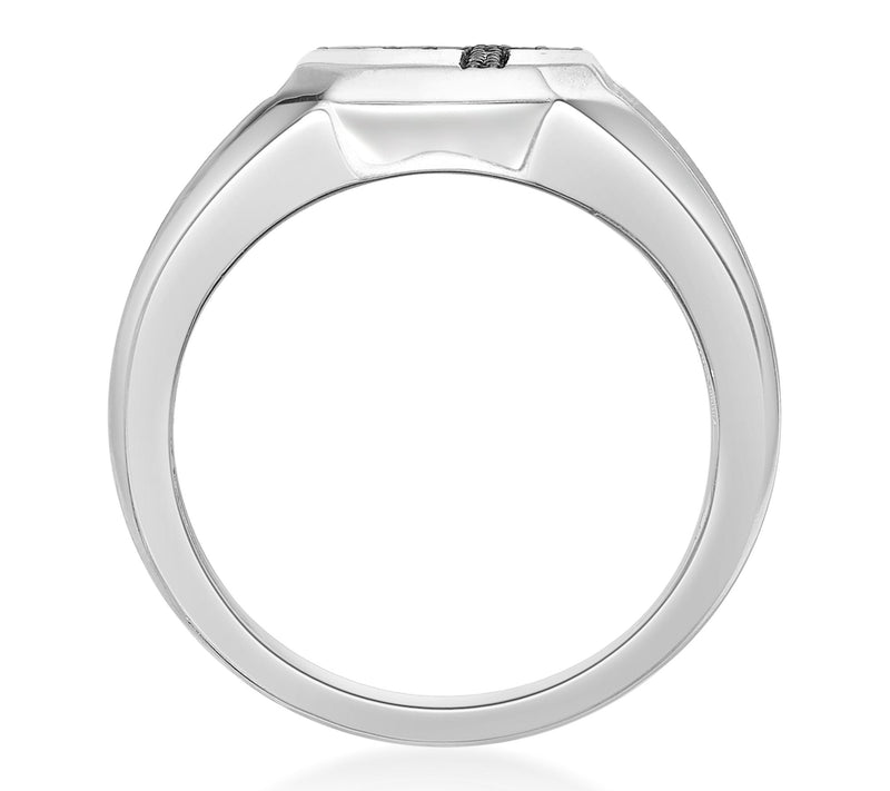 LYNX Men's Sterling Silver Black Diamond CrossRing — View 4