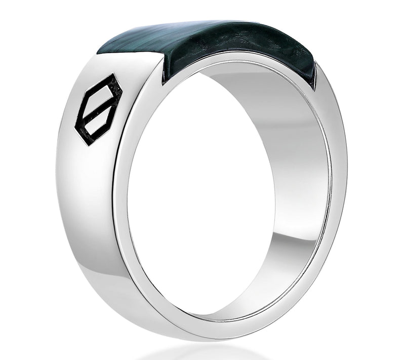 LYNX Men's Sterling Silver Malachite Band Ring — View 3