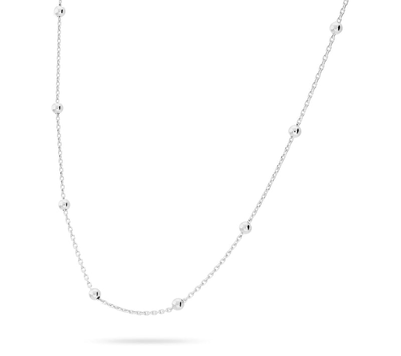 Ultrafine 950 Silver Bead Station 18" Oval LinkChain Necklace — View 8