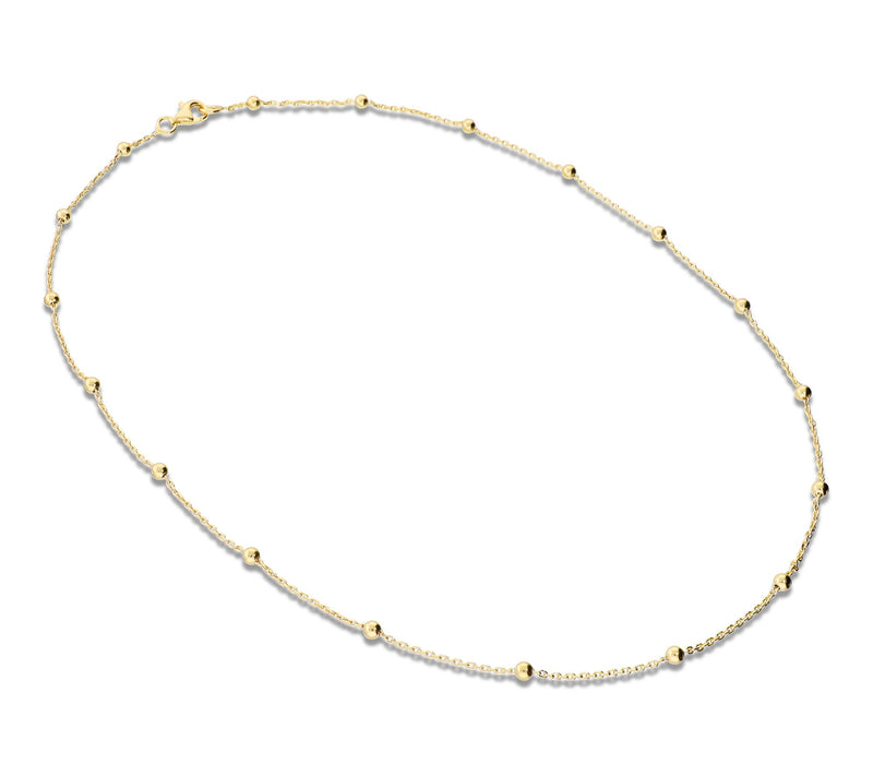 Ultrafine 950 Silver Bead Station 18" Oval LinkChain Necklace — View 2