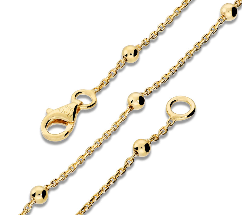 Ultrafine 950 Silver Bead Station 18" Oval LinkChain Necklace — View 3