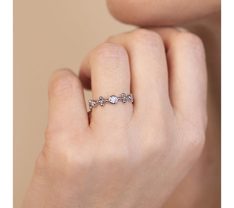 Diamonique x Bronzo Italia Station Band Ring — View 4