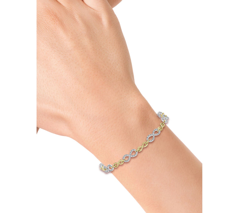 Effy Diamond Two-Tone Infinity Station Bracelet, 14K Gold — View 2