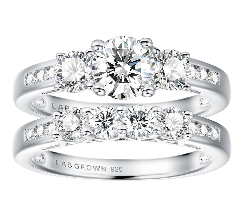 Fire Light 1.80 cttw Lab Grown Diamond Ring Set, Sterling — View 6