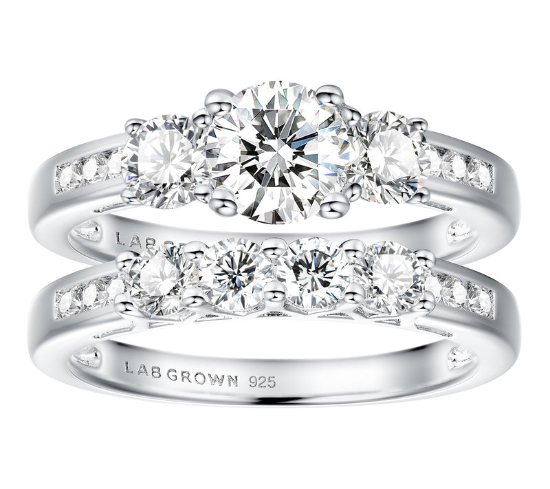 Fire Light 1.80 cttw Lab Grown Diamond Ring Set, Sterling — Main view