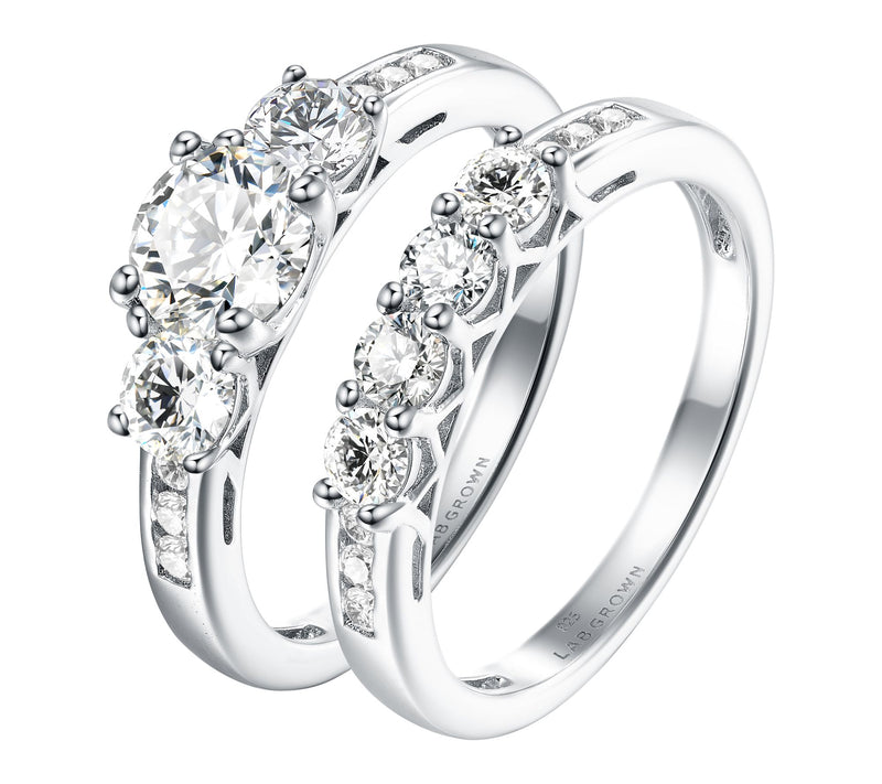 Fire Light 1.80 cttw Lab Grown Diamond Ring Set, Sterling — View 3