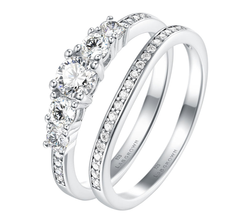 Fire Light 0.75 cttw Lab Grown Diamond Ring Set, Sterling — View 3