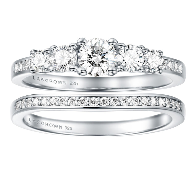 Fire Light 0.75 cttw Lab Grown Diamond Ring Set, Sterling — View 6