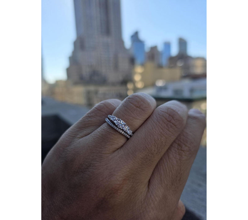 Fire Light 0.75 cttw Lab Grown Diamond Ring Set, Sterling — View 2