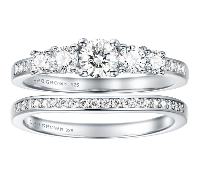 Fire Light 0.75 cttw Lab Grown Diamond Ring Set, Sterling — Main view