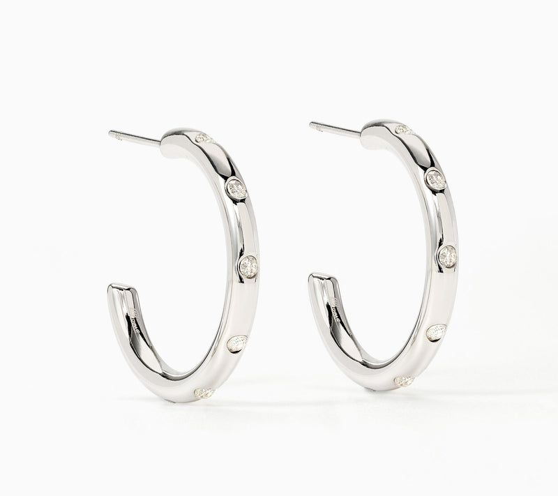 Steel by Diamonique Sparkle 1" Hoop Earrings — View 5