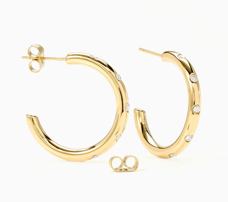 Steel by Diamonique Sparkle 1" Hoop Earrings — View 6