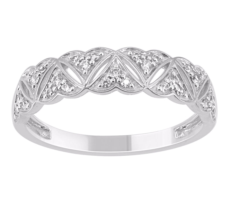 Accent by Affinity Diamond Heart Band Ring, Sterling Silver — View 3