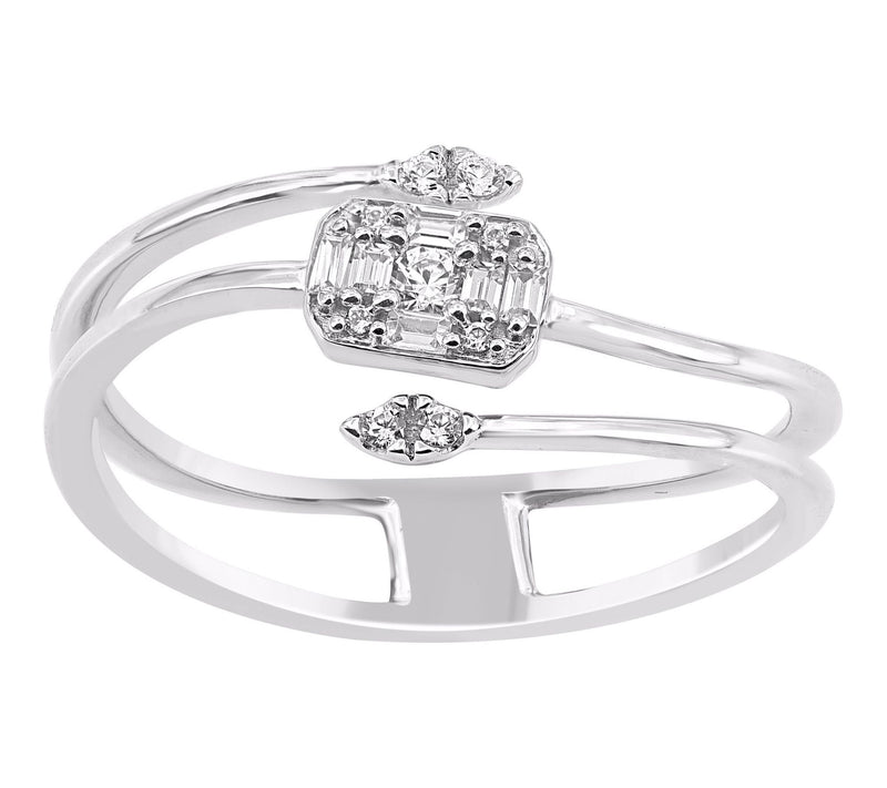 Accent by Affinity Diamond Snowflake Ring, Sterling Silver — View 3