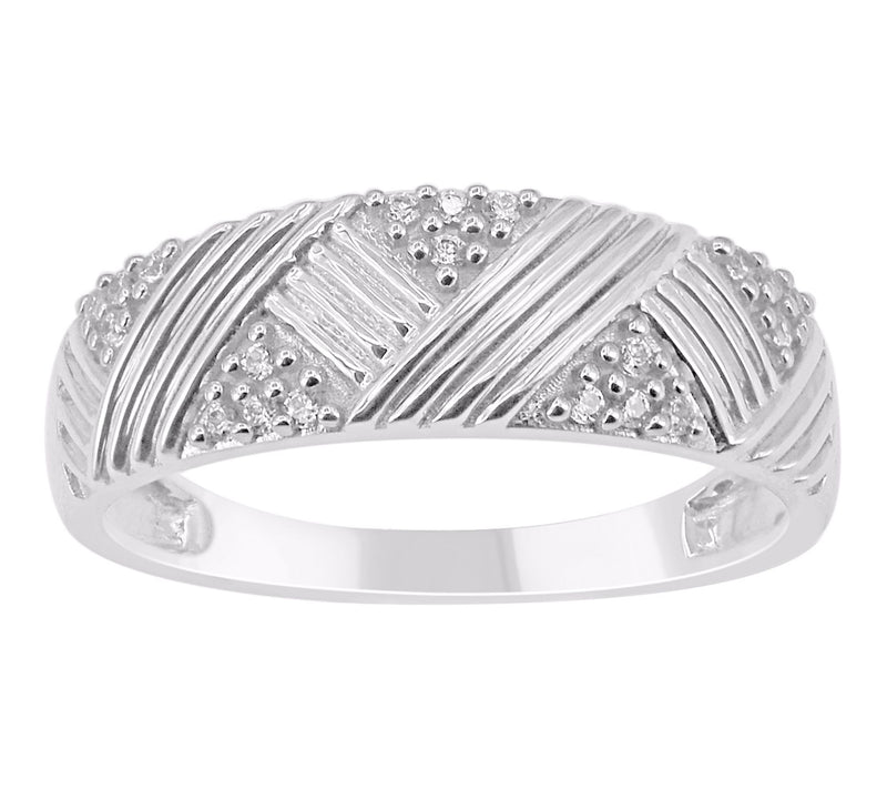 Accent by Affinity Diamond Multi-Texture Band Ring, Sterling — View 3