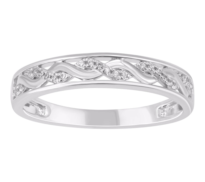 Accent by Affinity Diamond Wave Band Ring, Sterling Silver — Main view