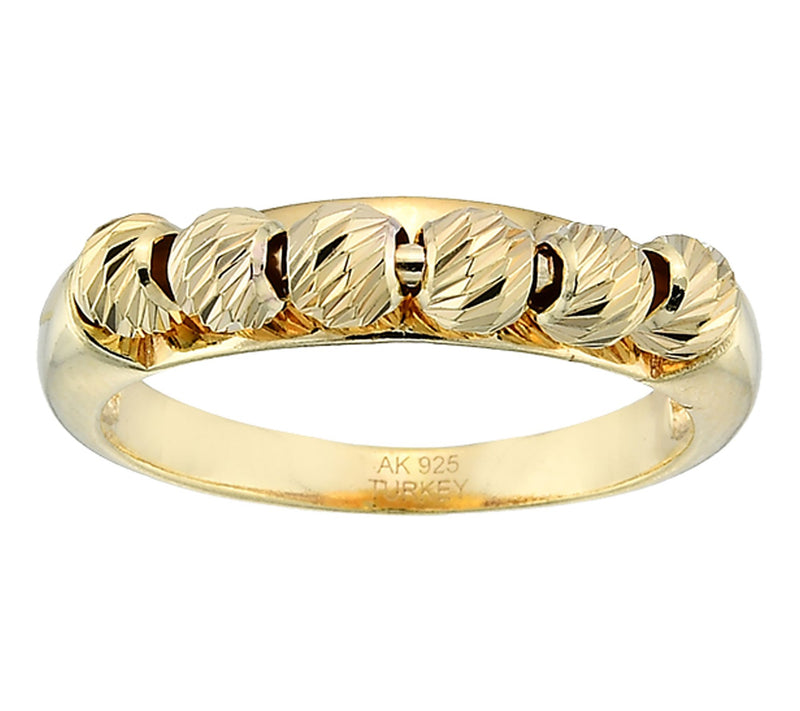 Silver Style Dia Cut Beaded Design Ring, Sterli ng Silver — View 7