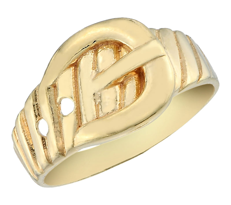 Silver Style Solid Buckle Design Band Ring, Ste rling Silver — View 3