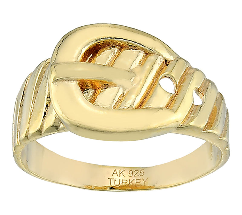 Silver Style Solid Buckle Design Band Ring, Ste rling Silver — View 2