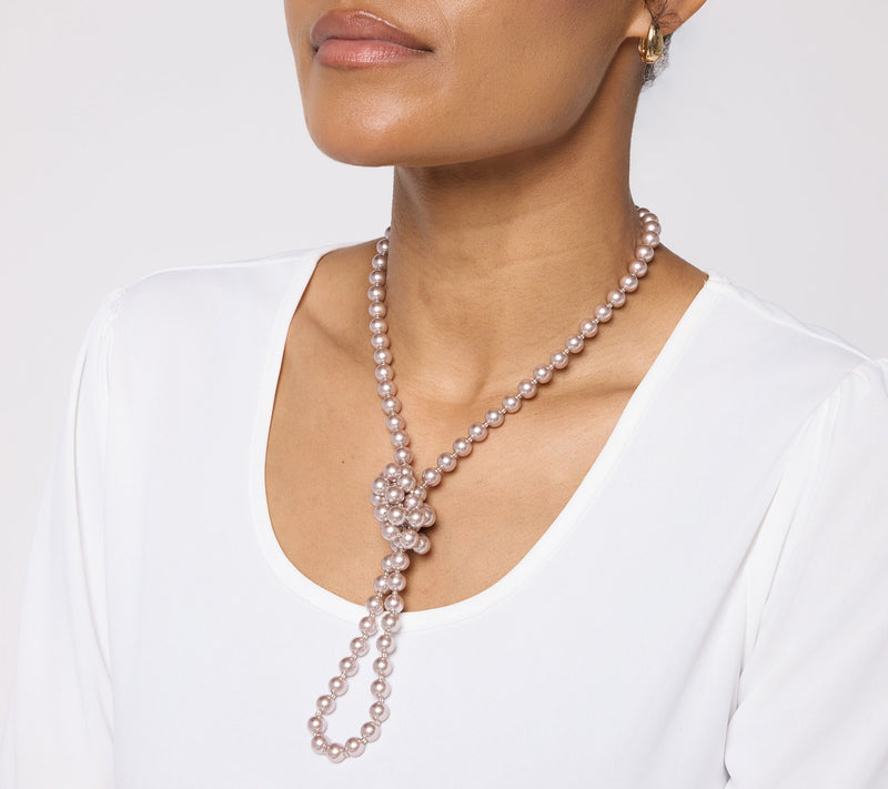 Women with Control Simulated Pearl Necklace — View 8