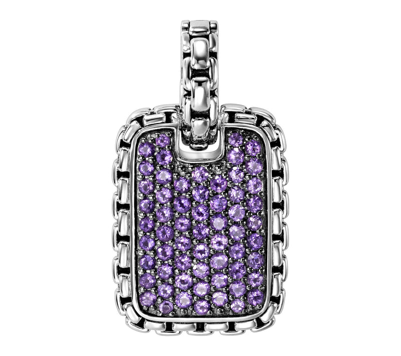 JAI Sterling Silver Pave Gemstone Box Chain Enhancer — View 11