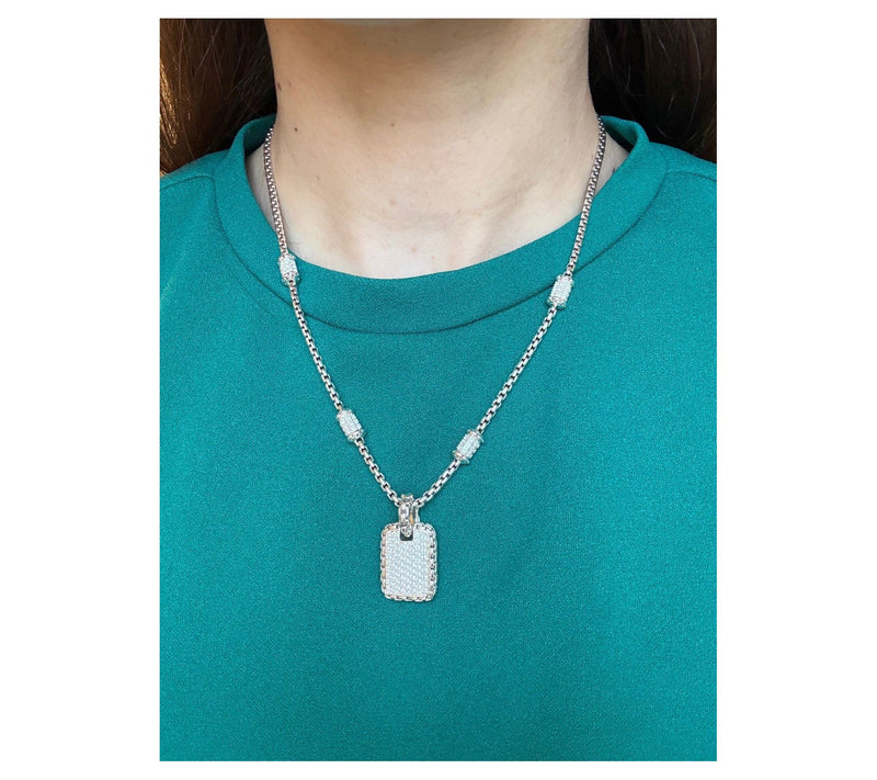 JAI Sterling Silver Pave Gemstone Box Chain Enhancer — View 4