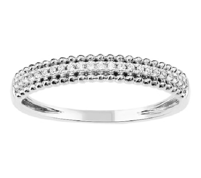 Accents By Affinity Diamond Beaded Edge Band Ring, Sterling — Main view