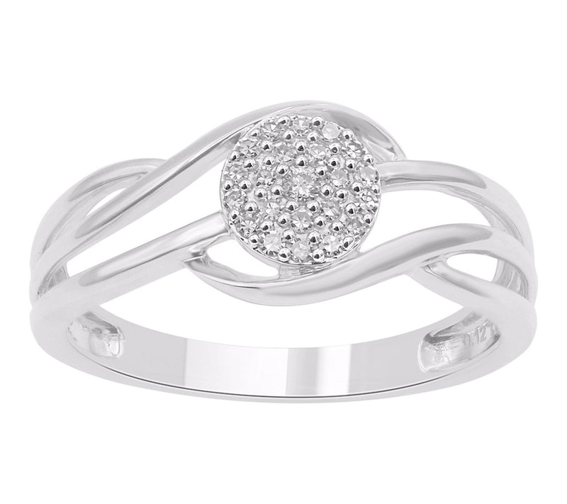 Accent by Affinity Pave Diamond Disc Ring, Sterling Silver — Main view