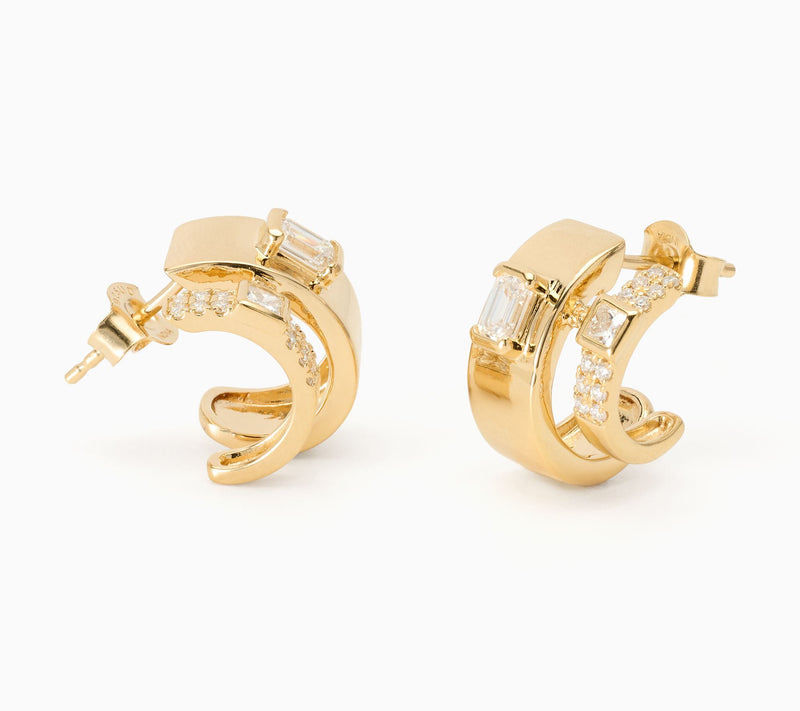 Fire Light Lab Grown Diamonds 0.75 cttw Faux Double Hoop Earring, Sterl — View 4
