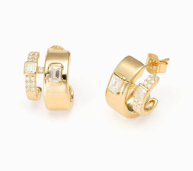 Fire Light Lab Grown Diamonds 0.75 cttw Faux Double Hoop Earring, Sterl — View 3