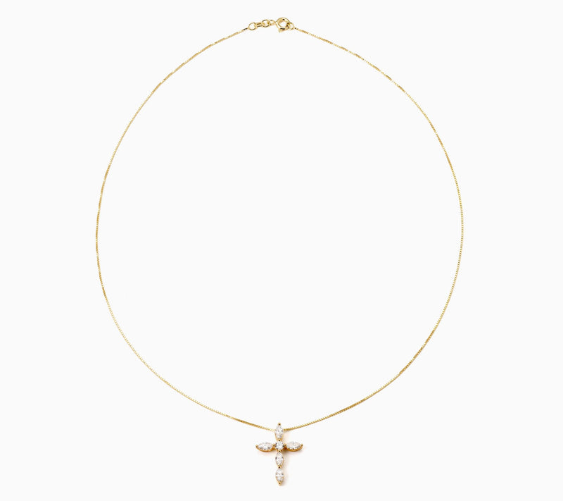 Fire Light Lab Grown Diamonds 1 cttw Marquise Cut Cross Necklace, Sterl — View 7