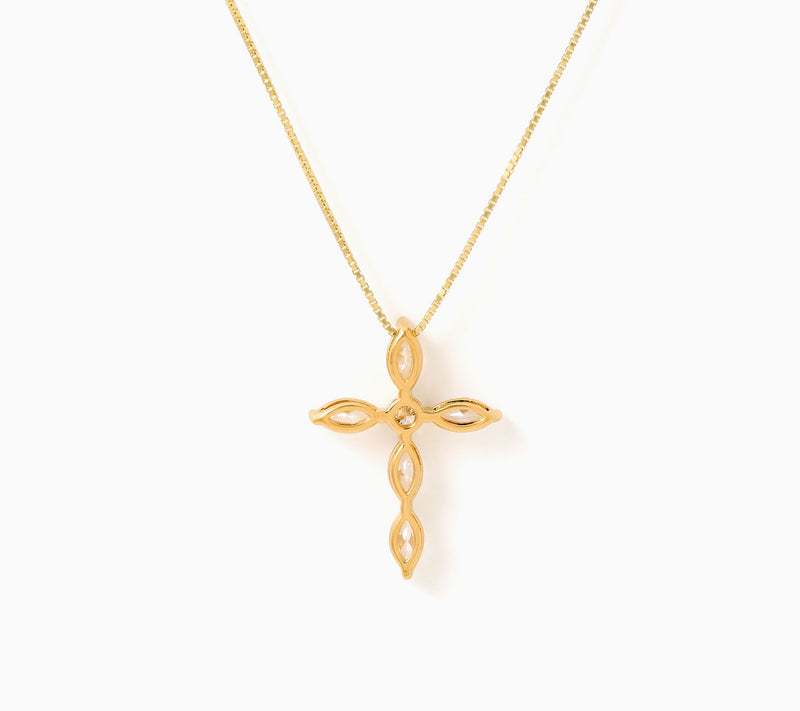 Fire Light Lab Grown Diamonds 1 cttw Marquise Cut Cross Necklace, Sterl — View 6